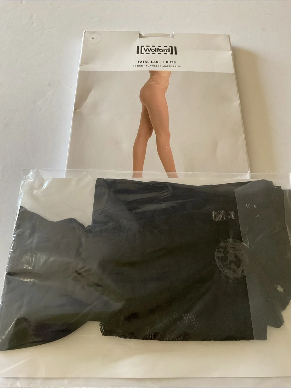 WOLFORD 14962 FATAL LACE TIGHTS BLACK SIZE SMALL NWT